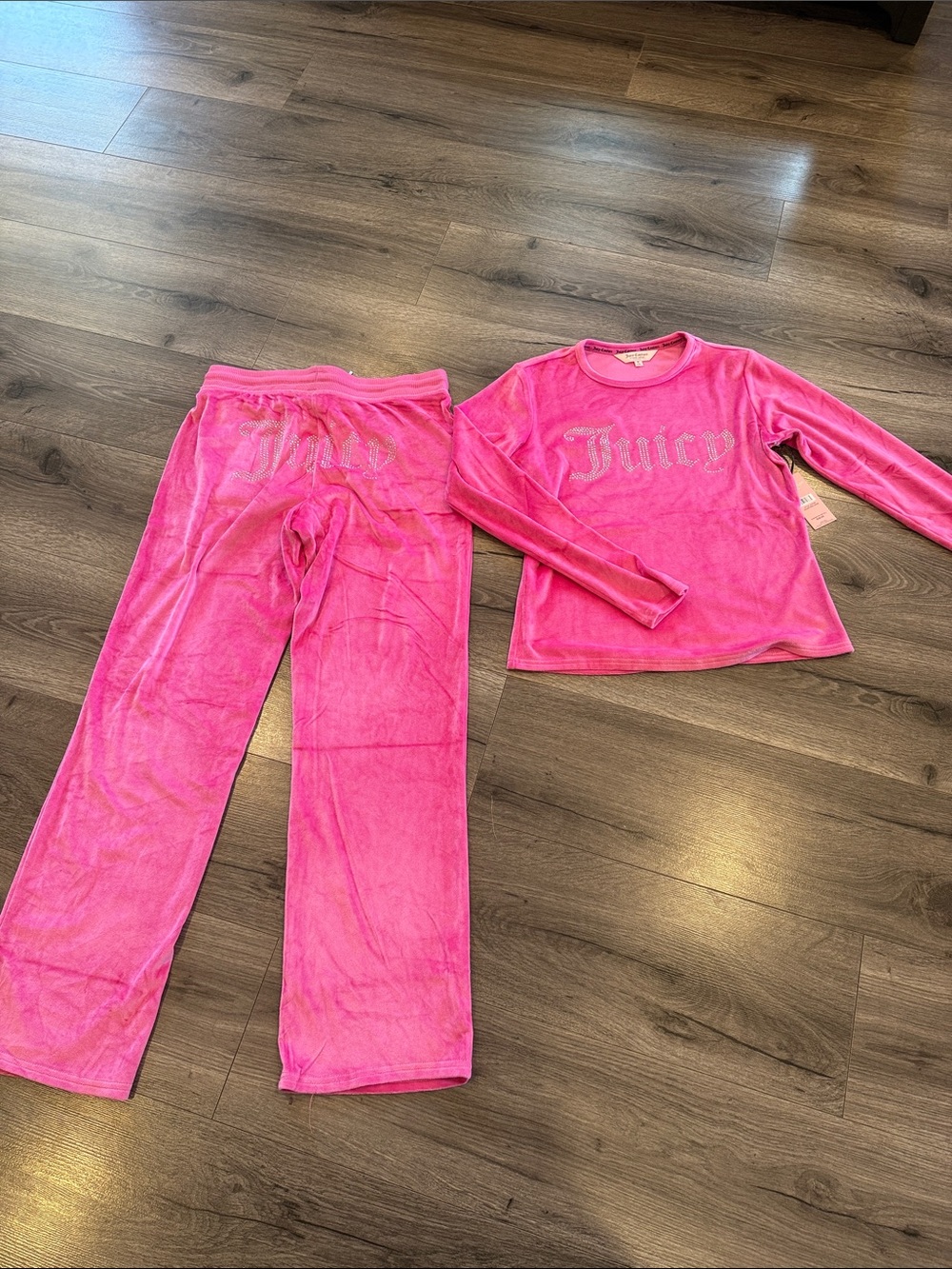 Juicy Couture Hot Pink Velour Two-Piece Pajama Set